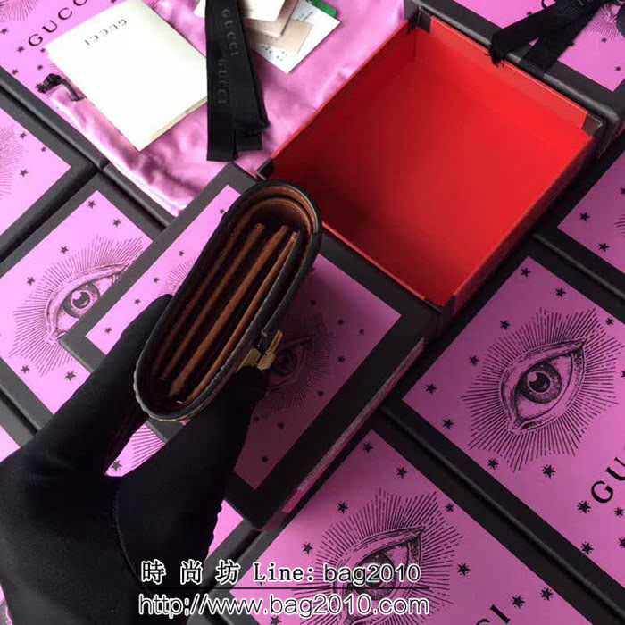 GUCCI古馳 歐洲正品原單 padlock系列 最新款短皮夾 453155 pvc黑皮 WTG1197